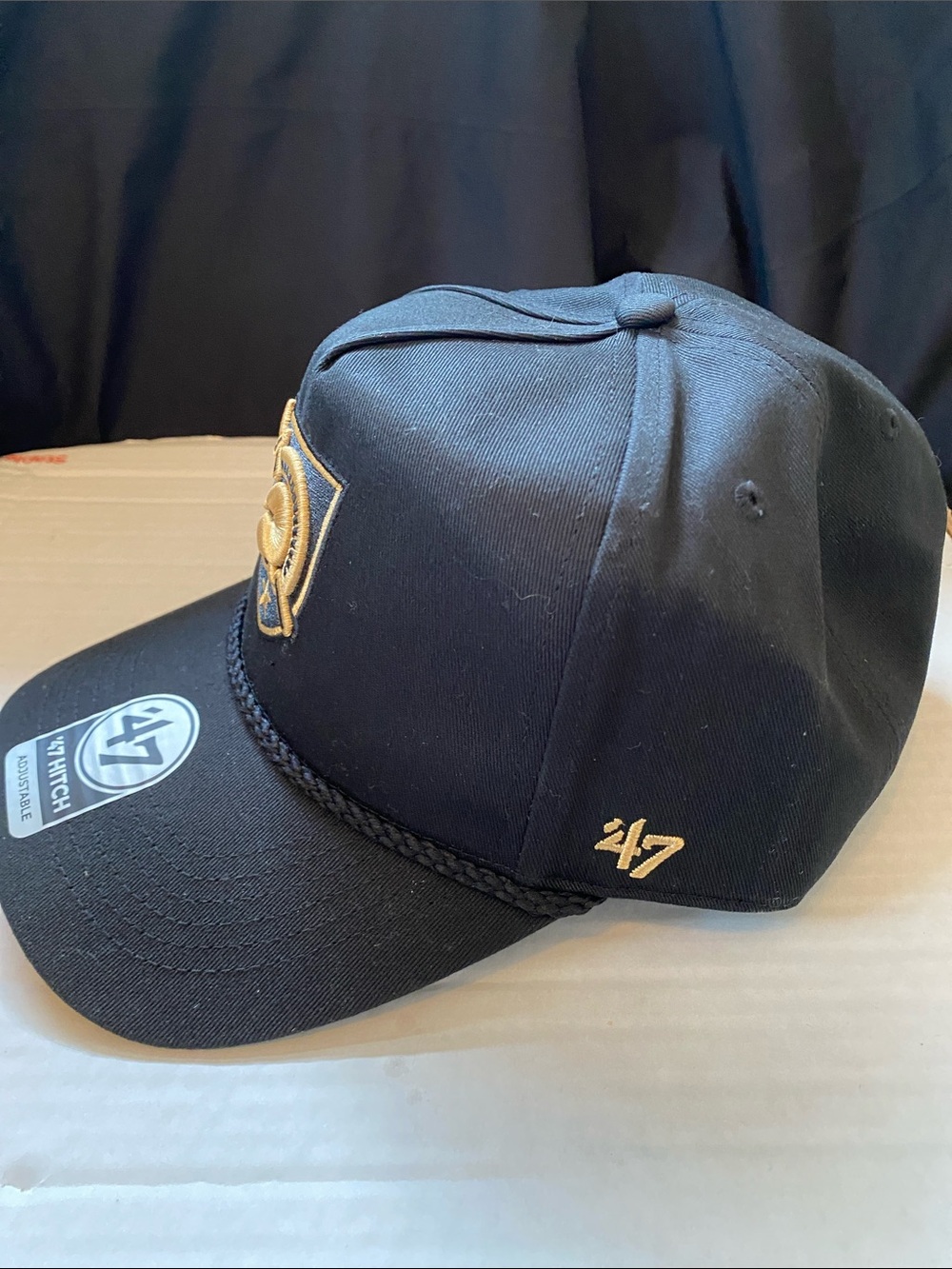 47 Black Cap with Gold Knight Shield Emblem - Picture 3 of 6